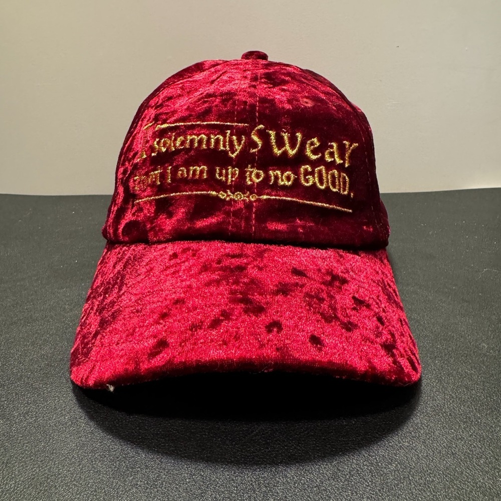 Harry Potter Hat Cap Men OS Burgundy Red Velvet‎ Marauders Map Wizarding World